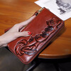 Sephoron Genuine Leather Long Zipper Wallet Women's 2026 New Genuine Leather Handbag Valentine's Day Mobile Phone Soft Cowhide Hand Wallet Red
