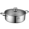 ASD (ASD) 304 stainless steel straight large-capacity hot pot soup pot kitchen household shabu-shabu multi-purpose double-bottom induction cooker universal clear soup hot pot 28cm
