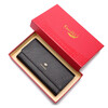 Crocodile shirt New Year's gift first-layer cowhide long wallet women's ticket holder coin card holder birthday black