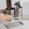 Ou Runzhe kitchen tableware storage basket chopstick cage stainless steel chopstick barrel spoon chopstick drain rack double barrel with chopstick cage stainless steel double barrel cutlery basket with tray