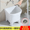Huili custom-made mop pool balcony floor basin bathroom high-foot with faucet ceramic floor-standing mop basin automatic drain 40 cm flat mouth desk-controlled basket anti-blocking