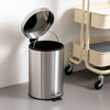 Ou Runzhe Trash Can 7L Brushed Stainless Steel Sanding Slow Down Cover Flip Foot Pedal Quiet Office Living Room Bedroom Round Commercial Garbage Basket Pedal Round Trash Can