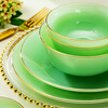 Zi Rui Jingdezhen high-end gold edge tableware and dishes set jade porcelain housewarming wedding gift box for home use 39 green jade porcelain color box