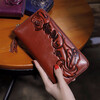Sephoron Genuine Leather Long Zipper Wallet Women's 2026 New Genuine Leather Handbag Valentine's Day Mobile Phone Soft Cowhide Hand Wallet Red