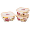 LOCK&LOCK heat-resistant glass crisper, microwave lunch box, lunch box for office workers, fruit meal crisper bowl three-piece set