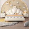 Children's bed modern simple princess bed girl's bedroom light luxury leather single bed ins internet celebrity girl bed 1.5m crown bed color note delivery to home 1.5m*2.0m frame structure
