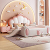 Children's bed girl princess bed with guardrail slide solid wood single dream girl creative pink girl crown bed children's bed color please note 1500mm*2000mm