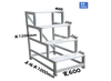 Thickened aluminum alloy steps, two-step three-step ladder, industrial step ladder and stool, workshop production line climbing ladder, thickened four-story height 1200mm, dynamic load 200KG, static load 400KG