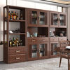 New Chinese solid wood sideboard wall-mounted multi-functional wine cabinet storage cabinet integrated home living room large capacity combination cabinet side cabinet imported walnut