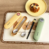 WORTHBUY 316 Stainless Steel Chopsticks and Spoons Cute Portable Tableware Three-piece Set Single Student Takeaway Storage Cutlery Box Hehe Xiong Mi White + 304 Chopsticks and Spoons 3-piece Set