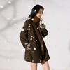 Sancai 2025 new winter woolen coat, retro mid-length cotton coat, loose stand-up collar, A-type warm quilted S