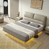 Mousse (de RUCCI) Leather Bed Suspended Bed Double Master Bedroom Queen Marriage Bed Dark Gray Suspended Bed-Light Strip Style 1.8*2m
