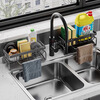 Kunfeng kitchen rack sink side rag drain basket wash basin sink sponge brush scouring pad countertop storage rack gun gray without towel bar