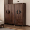 Qiuke new Chinese solid wood wardrobe small apartment home bedroom large wardrobe storage cabinet master bedroom simple storage cabinet