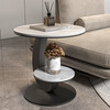 Linjie modern minimalist side table living room mobile mini coffee table round side table slate sofa next to small table high-end silver frame glossy fish belly white (50*50)