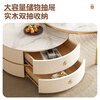 Yangyiyue coffee table TV cabinet living room modern simple small apartment mobile folding round slate small round table cream style glossy snow mountain white rock + snow mountain white rock + gold frame large 80cm*43cm + small 60cm*35cm