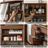 Genji Muyu solid wood sideboard black walnut light luxury storage cabinet restaurant home slate storage cabinet 1.5m sideboard + shelf + bull power rail