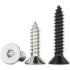 Tianzhuo Hardware 304 stainless steel grade 8.8 black nickel plated flat head hexagonal self-tapping screws countersunk head wood screws M3M4M5M6 M2*8 (200 pieces) 304