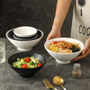 INMIND HOUSE noodle bowl bamboo hat bowl Japanese ramen bowl ceramic 5-inch bowl soup noodle bowl household noodle bowl snail noodle bowl tableware 5-inch stone texture bamboo hat bowl white