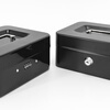 Hasdick portable cashier box with lock, savings box, safe, tool storage box, key, black 25*20*9cm HKCL-854