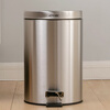 Ou Runzhe Trash Can 7L Brushed Stainless Steel Sanding Slow Down Cover Flip Foot Pedal Quiet Office Living Room Bedroom Round Commercial Garbage Basket Pedal Round Trash Can