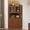 Quedu solid wood corner cabinet living room simple triangular corner sideboard corner storage corner wine cabinet with door corner storage cabinet A walnut color 78x53.5x182cm