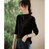 Shangjing small design fungus lace sleeve velvet shirt autumn and winter fashionable half turtleneck bottoming shirt for women