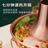 Longshun Copper Art Copper Hot Pot Plug-in Copper Charcoal Copper Hot Pot Charcoal Stove Plug-in Copper Pot Old Beijing Lamb Shabu Pot Yuanyang 6-8 people flagship model 34cm