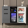 MEILINGDA Home Commercial Multifunctional Remote Control Intelligent Solid Wood Tea Bar Machine Fully Automatic Water Dispenser Living Room Tea Cabinet Sideboard Refrigerator Red Wine Refrigerator Frozen Bottle Sterilizer Cabinet Solid Wood 621 High-Grade Gray (Fridge Refrigerator Freezer + Disinfection Cabinet) Hot and Cold Type Ice Warm