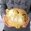 Willkie piggy bank can only go in and out, 2026 new piggy bank, golden pig, ceramic piggy bank for adults, children and boys, small golden pig, small size, can be entered and withdrawn.