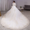 Chisaka one-shoulder wedding dress, new winter long-sleeved, thickened, warm, high-end, trailing, pregnant bride, petite wedding dress, trailing style S