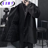 Gxmy mid-length jacket men's casual suit autumn and winter handsome clothes for teenagers men's three-piece suit black jacket single jacket XL recommended 125-140 pounds