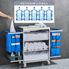 SHENFAN hotel linen cart stainless steel guest room entrance cart cleaning cart tool cart hotel cleaning cleaning trolley stainless steel bilateral side pocket storage box-5-inch large wheel
