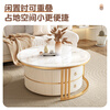 Yangyiyue coffee table TV cabinet living room modern simple small apartment mobile folding round slate small round table cream style glossy snow mountain white rock + snow mountain white rock + gold frame large 80cm*43cm + small 60cm*35cm