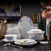 Fuyu Jingdezhen Linglong Porcelain Tableware Set Light Luxury Household Tableware Complete Set New Chinese Dishes Bowl and Plate Set Linglong Porcelain Fancy Gold 16 Pieces