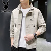 Playboy (PLAYBOY) jacket men's assault jacket men's autumn and winter men's casual workwear trendy tops Khaki XL