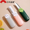 Rihe Shengtang Fruit Knife Folding Portable Household Mini Knife Multi-Functional Double-Headed Two-in-One Paring Knife for Apple Peeling Green Foldable Fruit Knife Over 60_6cm