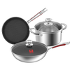 Kangbach JD exclusive wok, soup pot and frying pan three-piece pot set complete set for home kitchen cooking non-stick pan JD exclusive 3-piece set KGX-T03Y