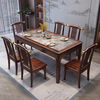 New Chinese style ebony wood slate dining table home simple modern small apartment dining table solid wood rectangular table ebony wood dining table Shakespeare brown slate 1.3m single table