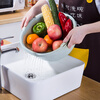 All-purpose drain basket double-layer large drain rack leaky sieve rotating round sink kitchen vegetable fruit basket large green