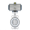 Nanva AT D671F 16P pneumatic full stainless steel wafer-type soft seal lined PTFE butterfly valve DN80
