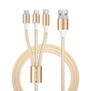 Newmine Apple/Type-c/Android USB-C one-to-three data cable three-in-one charging cable, universal for Huawei and Xiaomi mobile phones, gold 1.2 meters