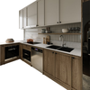 Huili Dexi'an Modern Light Luxury Cabinets Small Apartment Kitchen Cabinets L-shaped Cabinets Customized Quartz Stone Countertops Kitchen Cabinet Decoration Brown