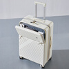Guangludi expandable front-opening student suitcase trolley case for men with large capacity password suitcase for women small boarding suitcase front opening zipper case / off-white + dry and wet separation 20 inches boarding style + dual charging ports + expandable