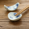 Chiyoyuan imported from Japan Blue Rintang ceramic chopstick holder chopstick holder Japanese-style household chopstick holder chopstick pillow single chopstick holder cutlery holder A1 pill-shaped Nobuku text 1