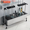 Stainless steel mop pool movable floor-standing drag rack with drain rack mop pool factory hospital school home unit flagship model small 3 mop 4 hooks