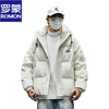 ROMON down jacket men's autumn and winter new white duck down hooded thickened warm jacket young and middle-aged trendy brand bread jacket men black XL