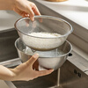 Home KATEI STORY Kitchen 304 stainless steel leaky basin household food-grade vegetable sink drain basket rice washing artifact double-layer rice washing sieve drain basket + stainless steel basin (22cm)