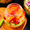Pickle jar household glass bottle sealed jar pickle storage jar food grade storage pickle bottle pickle jar 69ml thickened glass striped jar 650ml (pack of two)