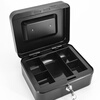 Hasdick portable cashier box with lock, savings box, safe, tool storage box, key, black 25*20*9cm HKCL-854